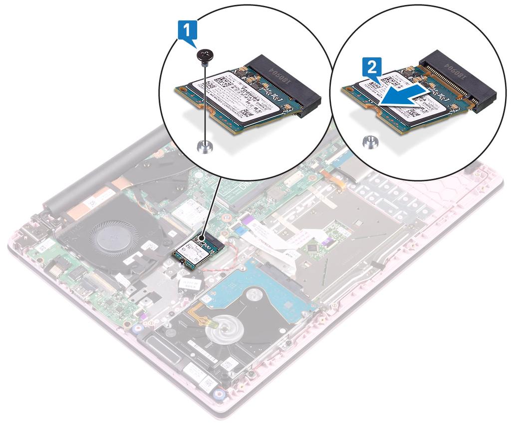 התקנת כונן ה- Solid-Stte כדי להתקין את מודול ה- SSD מסוג.M: 80 ישר והחלק את מודול ה- SSD למחבר בלוח המערכת].