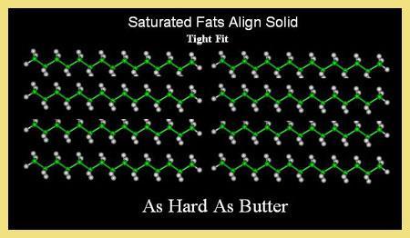 שומן רווי 7 Saturated Fat שומן שבו כל הפחמנים הנם רווים, כלומר אין בו קשרים כפולים. בשומן רווי המולקולה סימטרית וישרה מאד ולכן השמן הופך בקלות לשומן בזכות הסידור הסימטרי והצפוף של המולקולות.