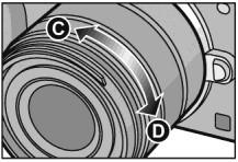 50 H-PS14042.5.2 כפתור המיקוד שעל העדשה טבעת המיקוד סובבו/הסיטו לכוון )C(/)A( להתמקדות על נושא קרוב למצלמה