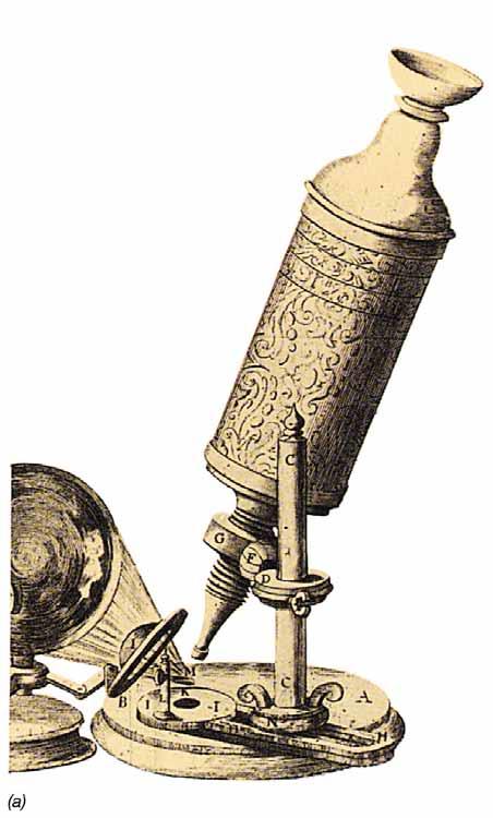 The microscope used by Robert Hooke 1664 מי קרו סקו פ 1. הגדלה 2.