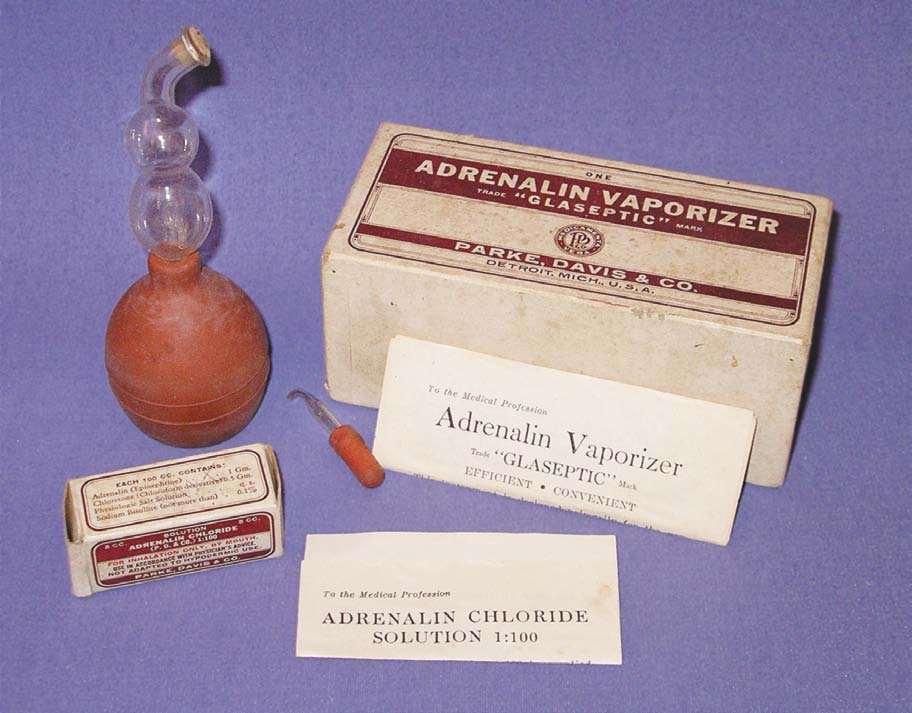 1900 s Personal Inhaler - aerosols generated from epinephrine.