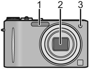 הכרת המצלמה 1 מבזק 2 עדשה 3 נורית חיווי להפעלת צילום מושהה