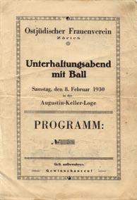 .345 OSTJUDISCHER FRAUENVEREIN ZURICH - UNTERHALTUNGSABEND MIT BALL, SAMSTG, DEN 8. FEBRUAR 1930 IN DER AUGISTIN-KELLER-LOGE. PROGRAMM NO. 58.