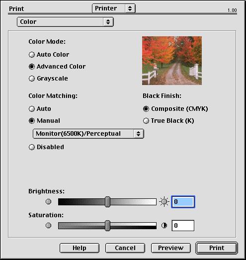 צבע) (אפשרויות הדפסה PRINT OPTIONS - COLOUR צבע) Color (מצב Mode Auto Color (צבע אוטומטי) מנהל המדפסת בוחר את הגדרות הצבע המתאימות ביותר.