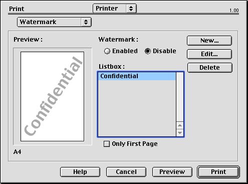 מים) הדפסה סימן PRINT OPTIONS - (אפשרויות WATERMARK סימן מים הוא בדרך-כלל טקסט המודפס בגוון בהיר יותר בכל דפי המסמך.