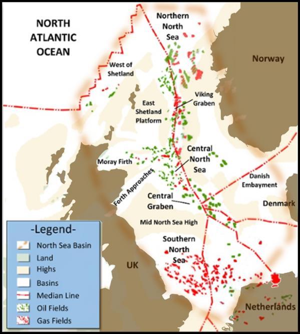 צפוני ים )בריטניה( בשנת 1960 סיימו להסדיר את ה- EEZ בין המדינות שלחופי הים הצפוני. תגלית ראשונה בשנת - 1965.Viking gas field P.1989 (Partridge) P.