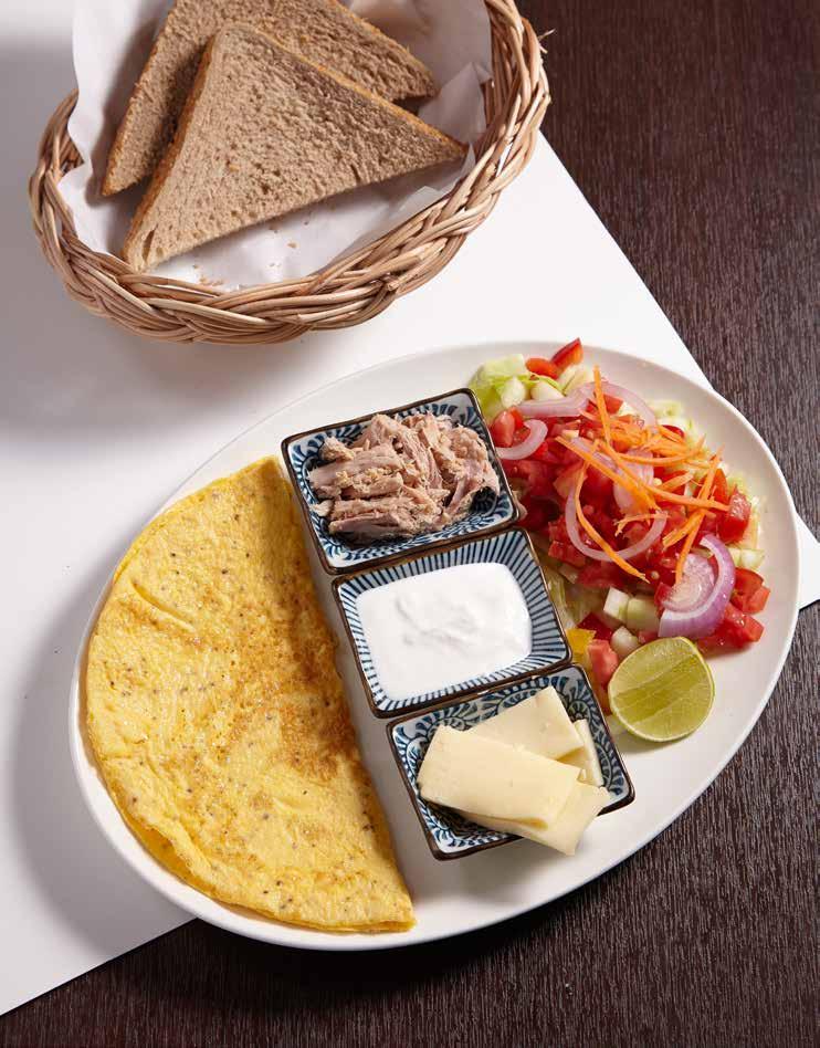 charge): tuna, corn, mushrooms, green/black olives, spicy chilly: Bulgarian cheese, yellow cheese: 50 פותחים בוקר בטעמים ביצה קשה / עין / מקושקשת / אומלט : ביצים לבחירה 2, גבינה לבנה, מוגש עם גבינה