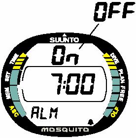 4.2. הגדרת התראות (שעון מעורר) יומיות [ALM] ב- Mosquito ניתן לכוון שעון מעורר יומי אחד. כאשר השעון המעורר מופעל, סימול הפעמון - מהבהב למשך דקה וצפצוף ההתראה נשמע למשך 24 שניות.
