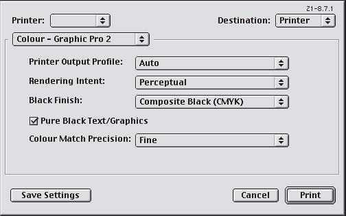 MAC OS 9 (OFÞCE COLOUR) 1. מתפריט File (קובץ), בחר באפשרות [Print] (הדפסה). 1 2 3 2. מתפריט [Printer] (מדפסת) (1), בחר במדפסת שלך..3 בתפריט הבא, בחר באפשרות Colour] [Colour OfÞce (2) (צבע - Colour.