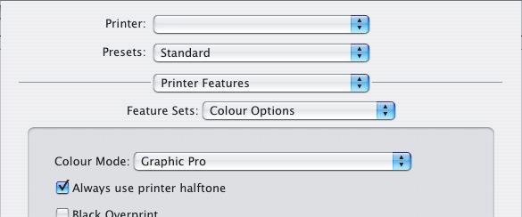 MAC OS X אם אתה משתמש במסמך מקור,CMYK השתמש בהגדרות מנהל המדפסת הבאות לביצוע הדמיית דיו :CMYK.1 בחר [File] (קובץ) [Print] (הדפסה). 1 2 3 4 מתפריט [Printer] (מדפסת) (1), בחר בדגם המדפסת שלך. 2. בחר Features] [Printer (מאפייני מדפסת).