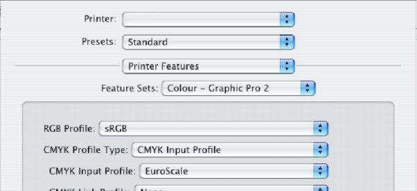8. מתפריט Sets] [Feature (ערכות מאפיינים) (7), בחר.(Graphic Pro 1 (צבע [Colour Graphic Pro2] 7 8 9.9 מתפריט Type] [CMYK ProÞle (סוג פרופיל (CMYK,(8) בחר.(CMYK קלט (פרופיל [CMYK Input ProÞle].