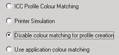הגדרות מנהל המדפסת לצורך יצירת פרופיל ICC או ללא התאמת צבעים אם אתה יוצר פרופיל ICC בעזרת תוכנה של צד שלישי, בחר באפשרות Creation] [Disable Colour Matching for ICC ProÞle (בטל התאמת צבעים ליצירת