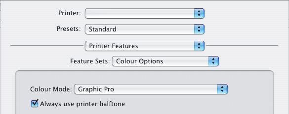 MAC OS X.1 בחר [File] (קובץ) [Print] (הדפסה). 1 2 3 4 מתפריט [Printer] (מדפסת) (1), בחר בדגם המדפסת שלך. 2. בחר Features] [Printer (מאפייני מדפסת).(2).3 4. מתפריט Sets] [Feature (ערכות מאפיינים) (3), בחר Options] [Colour (אפשרויות צבעים).