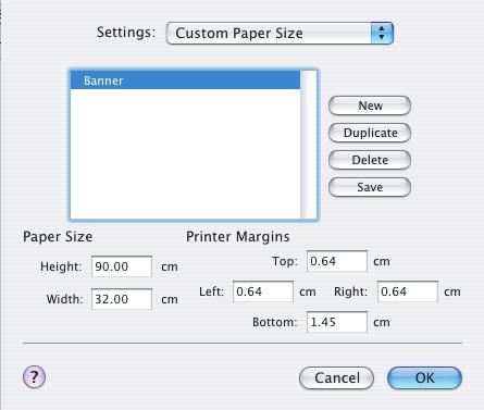 OS X MAC OS 1. בתוכנת היישום, בחר [File] (קובץ) Setup] [Page (הגדרת עמוד). 1 2 3 4 2. בחר Size] [Custom Page (גודל נייר מותאם אישית) (1). 3. לחץ על הלחצן [New] (חדש) (2) להגדרת גודל נייר חדש והזן שם לגודל הנייר.