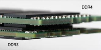 איור 2. הבדל בעובי קצה מעוקל מודולי DDR4 כוללים קצה מעוקל שמקל על הכנסתם ומפחית את הלחץ על ה- PCB במהלך התקנת הזיכרון. איור 3.
