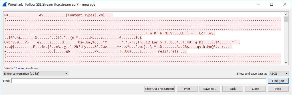 סיימנו לקנפג את Wireshark עכשיו נבדוק איזה קובץ עבר בעזרת הפילטר "46946 == "tcp.port ו- :follow ssl stream חדי העין יבחינו שמדובר בקובץ,xlsx אלה שלא, יוכלו תמיד להשתמש ב- file ויקבלו את התשובה +2007.