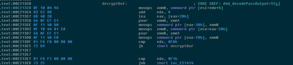 Xmm1 מכיל את המפתח ל- XOR שהוא hardcoded בקובץ: ובסוף מגיעים לתוצאה הזו: שלב