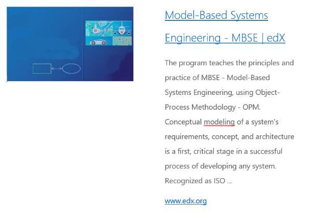 איור 7 תיאור קורס Model-Based Systems Engineering with OPM :edx הגדרה פונקציונלית: פסקה המתארת מה המוצר אמור לבצע.