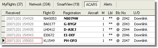 שהתקבל בעזרת חיבור ACARS בתגית זו מוצג מידע קטן ליד כל טיסה שמתקבל עליה מידע ACARS יופיע סמל - Network ו MyFlight שים לב שבתגיות ACARS.