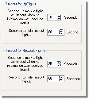 נגישות דרך התפריט RadarBox הגדרות פסק הזמן של חלון הגדרות פסק זמן Network Flight.