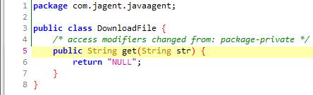 נראה מה עושה הפעולה get שבמחלקה :DownloadFile נראה שהפעולה פשוט מחזירה את המחרוזת "NULL" בכל מקרה שהוא.