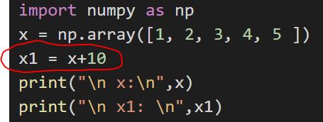 x2 = np.array([[6], [7], [8], [9], [10]]) x = np.vstack((x1,x2)) print("\nprint all:\n",x) y = np.