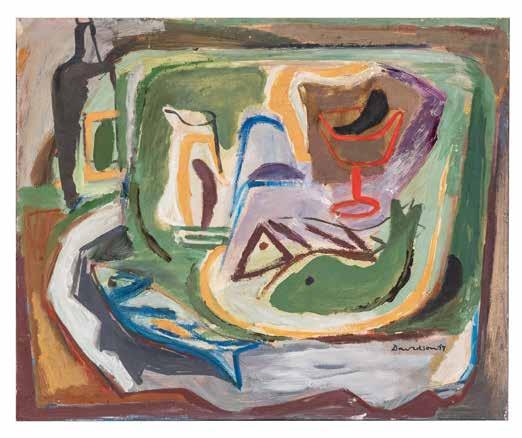 מוריס דוידסון, טבע דומם ירוק עם דג, 1947 מוריס דוידסון )1898 1979(, - אמן אמריקאי אבסטרקטי, ומורה לאמנות. בשנות ה- 20 של המאה ה- 20, הוא למד ושהה בפריס.