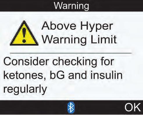 אם תוצאת בדיקת הסוכר בדם שלך נמוכה מגבול אזהרת ההיפו, מכשיר המדידה מציג את ההודעה Below Hypo Warning Limit )מתחת לגבול אזהרת ההיפו(.
