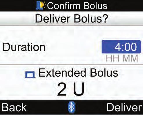 אספקת בולוס 6 9 בולוס מוארך כדי לחזור למסך Bolus Advice )המלצת בולוס( לפני