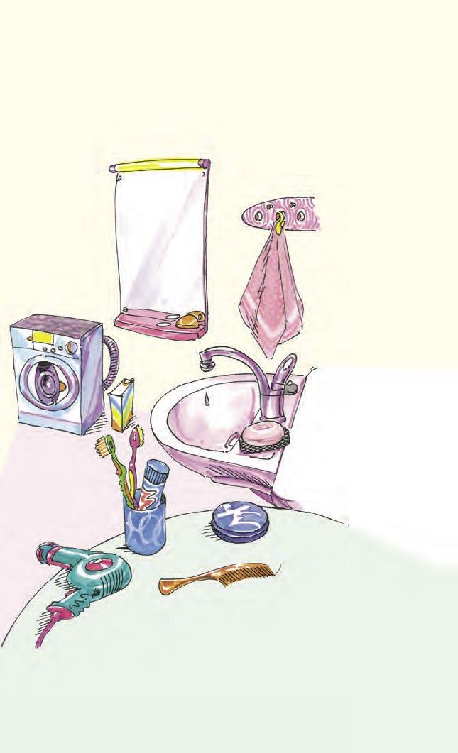 KOUPELNA A ZÁCHOD 13 מכונת כביסה [mechonat kvisa] pračka מראה [mar a] zrcadlo מגבת [magevet] ručník כיור [kijor] umyvadlo סבון [sabon] mýdlo מברשת