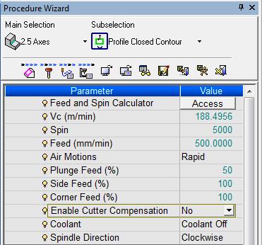 שמירה וחישוב הפרוצדורה ביטול ללא שמירה כעת בחלון ה- Manager NC Process נוספה שורת הפרוצדורה החדשה: