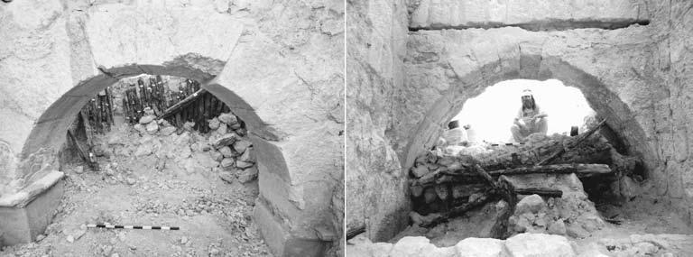 270 חידושים בארכיאולוגיה של ירושלים וסביבותיה התקפיות העוברות דרך קירות המבנים ומילויי העפר שמפנים ומחוץ להם )איור 9(.