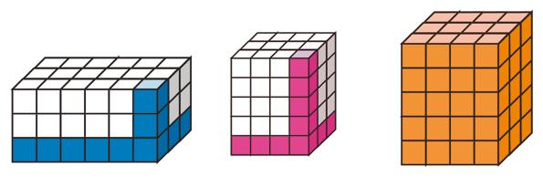 בשכבה הראשונה: רשמו את מספר השכבות ואת מספר הקוביות בכל התיבה.