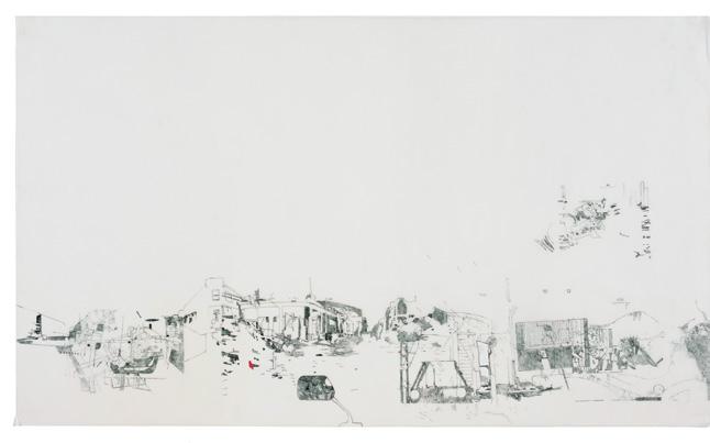 אלינת שורץ, קרקע, רישום על גבי נייר פרגמנט, 70/90 ס מ, 2010