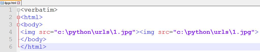 html כאשר רושמים בתוך הקובץ את שמות התמונות, הפעלת הקובץ מציגה אותן זו לצד זו.