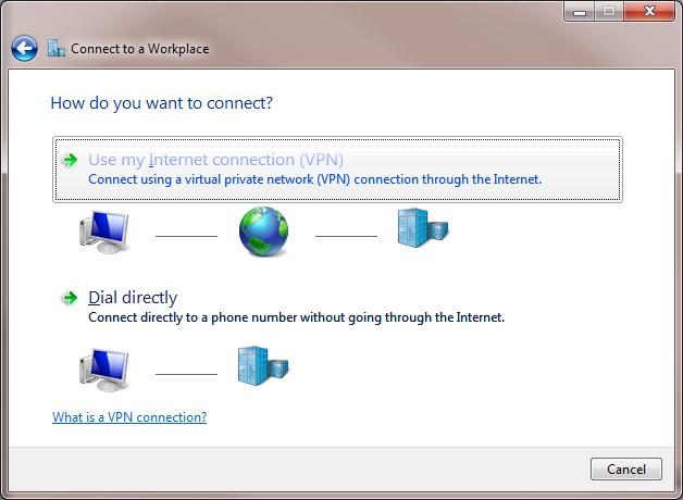 במסך הבא נבחר ב-( VPN ) Use my Internet connection במסך הבא נבחר