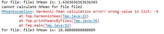 32 שימוש בשגיאות פורמט הודעת השגיאה public static void printmeansbyfiles(map<string, Collection<Integer>> filesinfo) catch (HMeanException e){ System.out.
