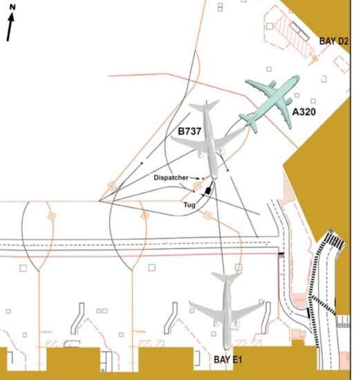 דוגמא 3 בשדה התעופה מלבורן בינלאומי, אוסטרליה, 10 לאוגוסט 2013. מטוסים: איירבאס A320 ובואינג 737. תנאי מז"א: בהיר וצלול. נזק: נפגעו כנפון קצה כנף ה 737 וקונוס הזנב של ה - A320.