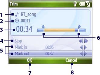 מאוחר יותר, תוכלו ללחוץ על התחל < הגדרות < הקובץ כצלצול. צלילים ולהגדיר את סידור קבצי MP3 בטרם תגדירו קובץ MP3 כצלצול הטלפון, ניתן לערוך את הקובץ על מנת לקצר את משך ההשמעה ולהקטין את גודל הקובץ.