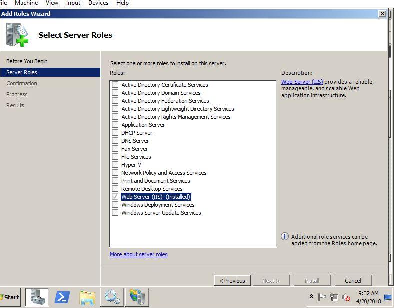 Internet Information Services Console