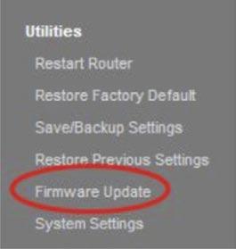 שימוש בנתב 7. בחרו Firmware Update מהתפריט השמאלי. 4.
