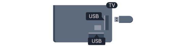 USB 1 חבר את הכונן הקשיח USB לאחד מחיבורי ה USB - שבמקלט הטלוויזיה. בזמן הפרמוט, אל תחבר התקן USB נוסף ליציאות ה USB - האחרות של הטלוויזיה. Y חולק אותו שקע עם.
