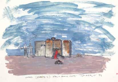 1933) Locked (Granit 3) / 1994 / Mixed media on paper / 48X68 cm Signed, dated and described $1800-2200 Igael Tumarkin (b.