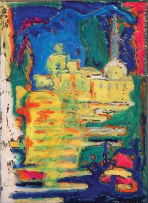 209 ציונה תג ר )1900-1988( יפו / טכניקה מעורבת על פרספקס 80X60 ס מ / חתום Sionah