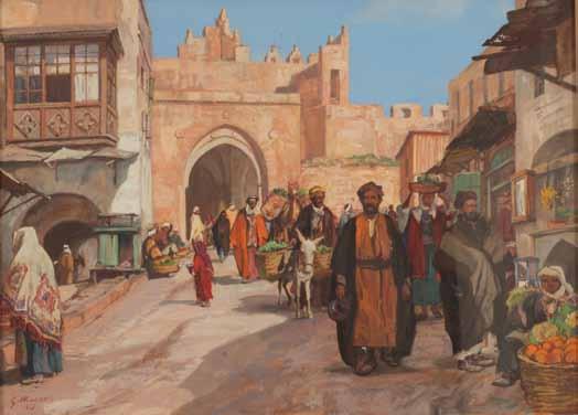 299.299 גיאורג מ ק ו )1863-1933( העיר העתיקה / 1929 / גואש על נייר 40X56 ס מ / חתום ומתוארך Georg Macco (1863-1933) The Old City of Jerusalem / 1929