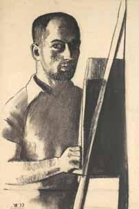 .320 פול סיטרואן )1896-1983( דיוקן אמן / 1933 / פחם על נייר 43X29 ס מ / חתום ומתוארך Paul Citroen (1896-1983) Portrait of an