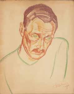 David Burliuk (1882-1967) A Portrait of the Artist Joseph Lomoff / 1933 / Pastel on paper 24X18 cm / Signed, described and dated