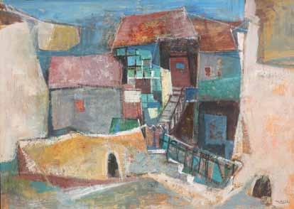 (1896-1980) Urban Landscape / Oil and gouache on paper / 49X68 cm / Signed $600-800 Jacob