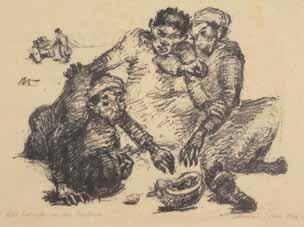 Workers / Color woodcut 76X51 cm / Signed and described (In Hebrew and English), numbered 13/35 Provenance: Debel Gallery, Jerusalem. $300-400.