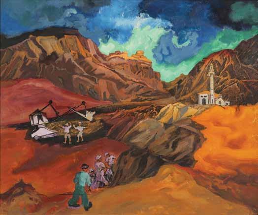 107 שאול רסקין )1878-1966( בדרך לים המלח / טכניקה מעורבת על מזוניט / 50X60 ס מ /